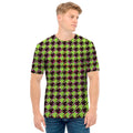 Trippy green Houndstooth Pattern Print Men's T-Shirt