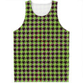 Trippy green Houndstooth Pattern Print Men's Tank Top