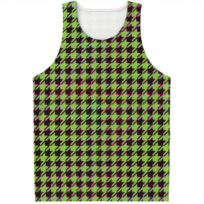 Trippy green Houndstooth Pattern Print Men's Tank Top