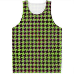 Trippy green Houndstooth Pattern Print Men's Tank Top
