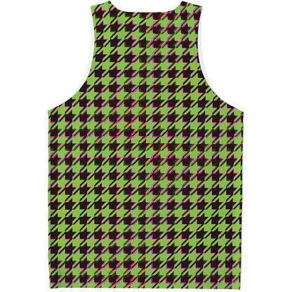 Trippy green Houndstooth Pattern Print Men's Tank Top