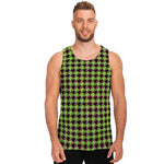 Trippy green Houndstooth Pattern Print Men's Tank Top