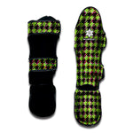 Trippy green Houndstooth Pattern Print Muay Thai Shin Guard