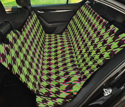 Trippy green Houndstooth Pattern Print Pet Car Back Seat Cover