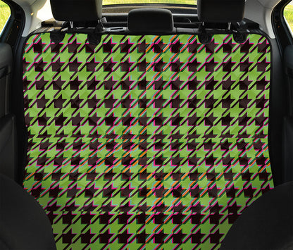 Trippy green Houndstooth Pattern Print Pet Car Back Seat Cover