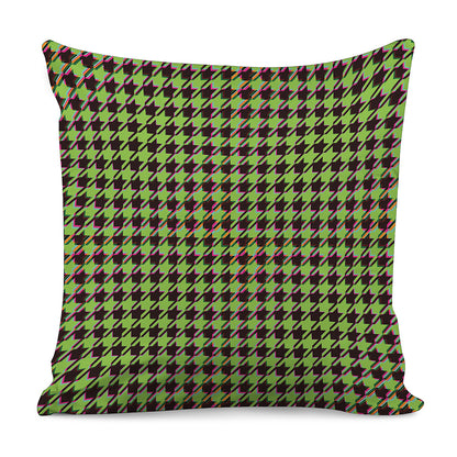 Trippy green Houndstooth Pattern Print Pillow Cover
