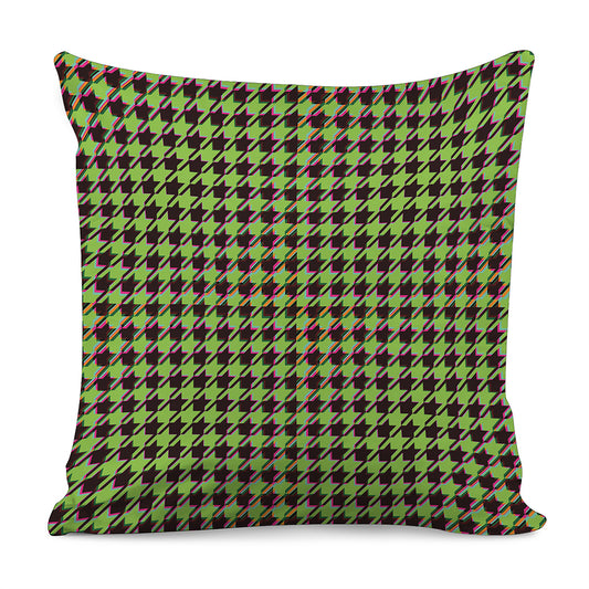Trippy green Houndstooth Pattern Print Pillow Cover