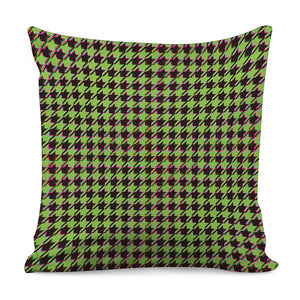 Trippy green Houndstooth Pattern Print Pillow Cover