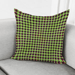 Trippy green Houndstooth Pattern Print Pillow Cover