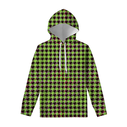Trippy green Houndstooth Pattern Print Pullover Hoodie