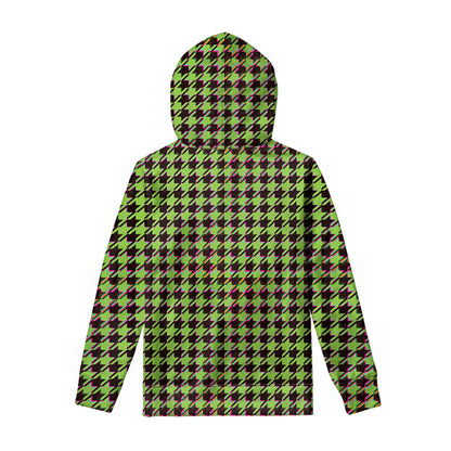 Trippy green Houndstooth Pattern Print Pullover Hoodie