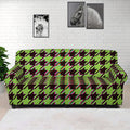 Trippy green Houndstooth Pattern Print Sofa Cover