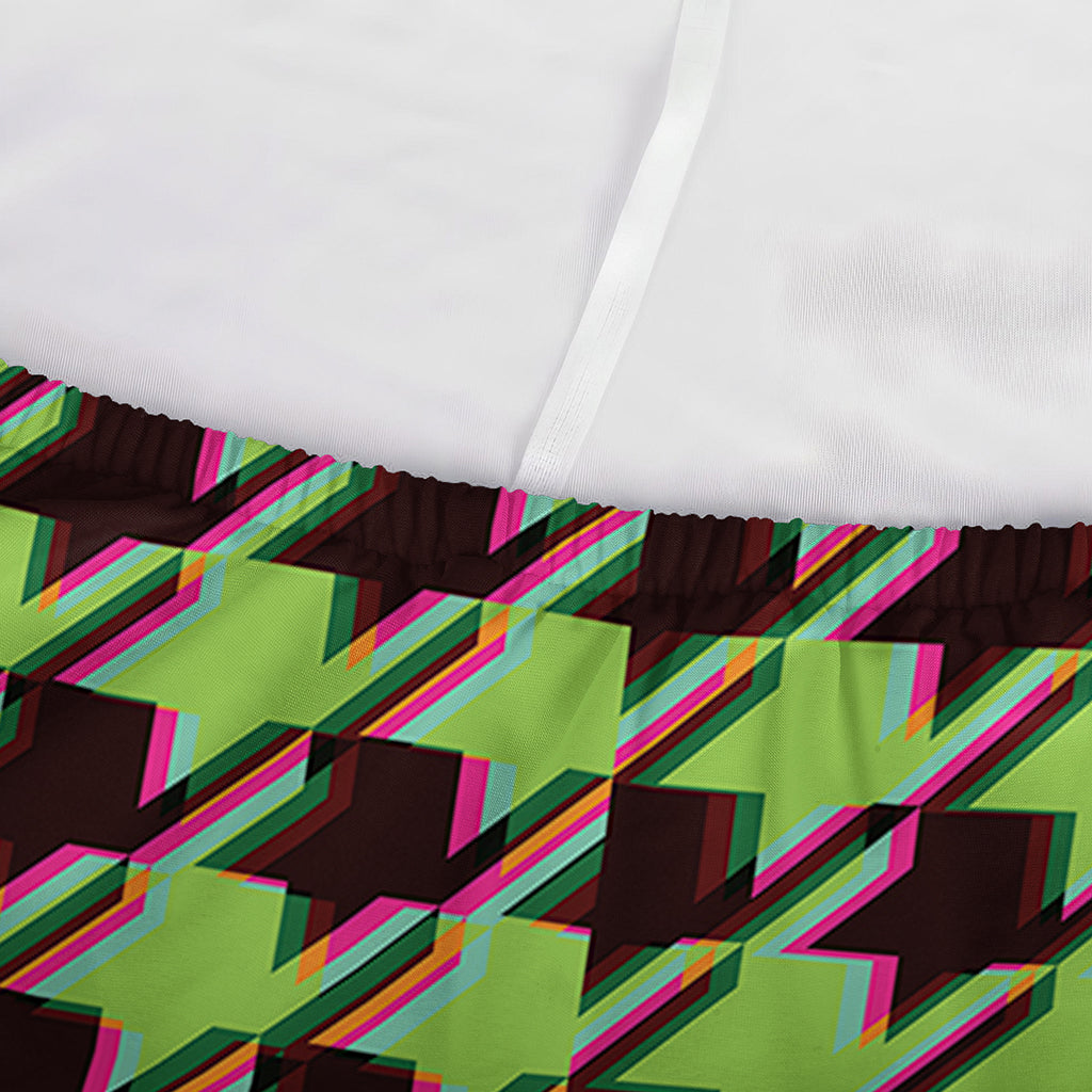Trippy green Houndstooth Pattern Print Sofa Cover