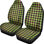Trippy green Houndstooth Pattern Print Universal Fit Car Seat Covers