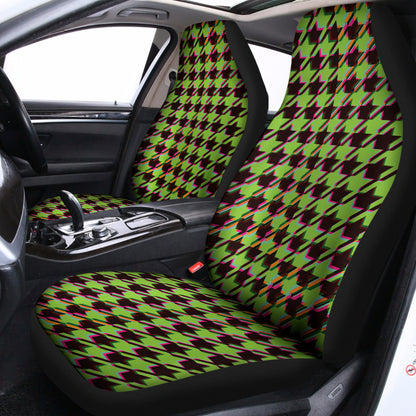 Trippy green Houndstooth Pattern Print Universal Fit Car Seat Covers