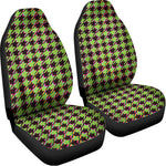 Trippy green Houndstooth Pattern Print Universal Fit Car Seat Covers