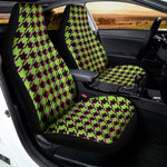 Trippy green Houndstooth Pattern Print Universal Fit Car Seat Covers