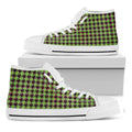 Trippy green Houndstooth Pattern Print White High Top Sneakers