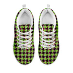 Trippy green Houndstooth Pattern Print White Sneakers