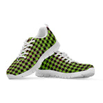 Trippy green Houndstooth Pattern Print White Sneakers