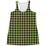 Trippy green Houndstooth Pattern Print Women's Racerback Tank Top