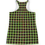 Trippy green Houndstooth Pattern Print Women's Racerback Tank Top