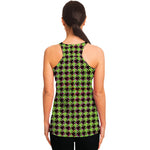 Trippy green Houndstooth Pattern Print Women's Racerback Tank Top