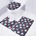 Trippy Hemp Leaves Reggae Pattern Print 3 Piece Bath Mat Set