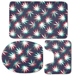 Trippy Hemp Leaves Reggae Pattern Print 3 Piece Bath Mat Set