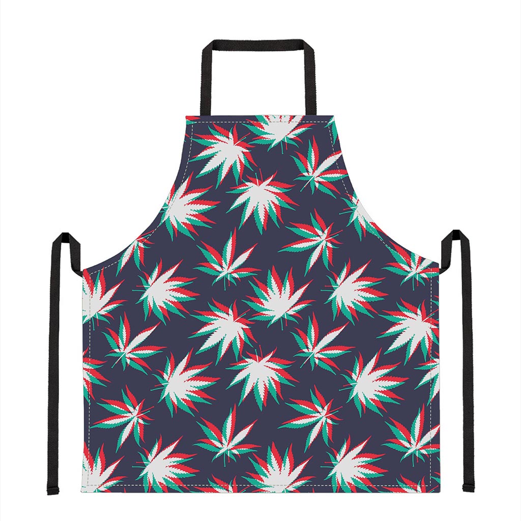 Trippy Hemp Leaves Reggae Pattern Print Apron