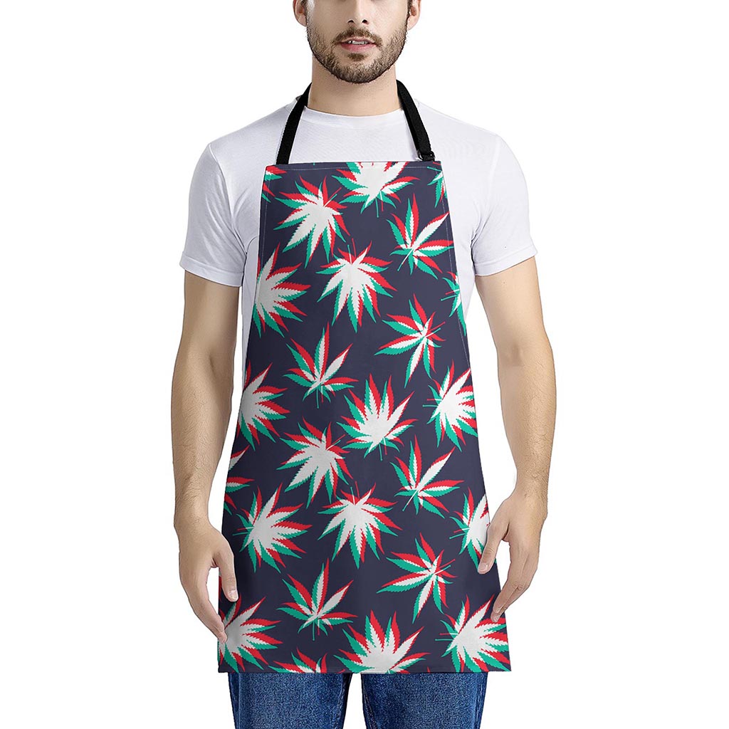 Trippy Hemp Leaves Reggae Pattern Print Apron