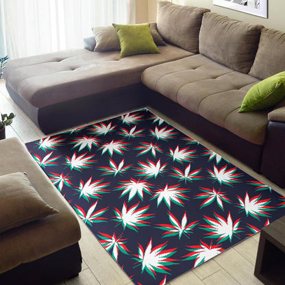 Trippy Hemp Leaves Reggae Pattern Print Area Rug GearFrost