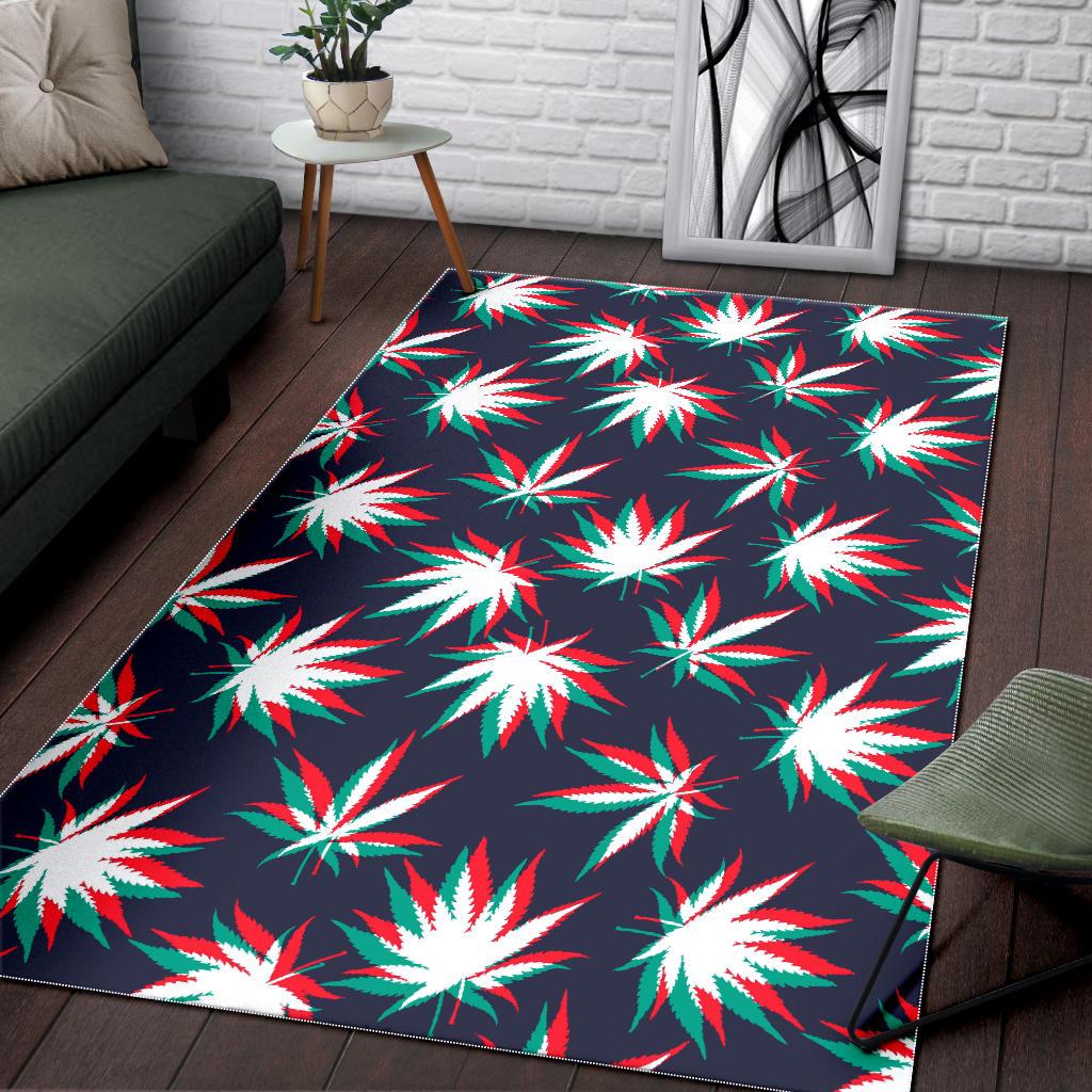 Trippy Hemp Leaves Reggae Pattern Print Area Rug GearFrost