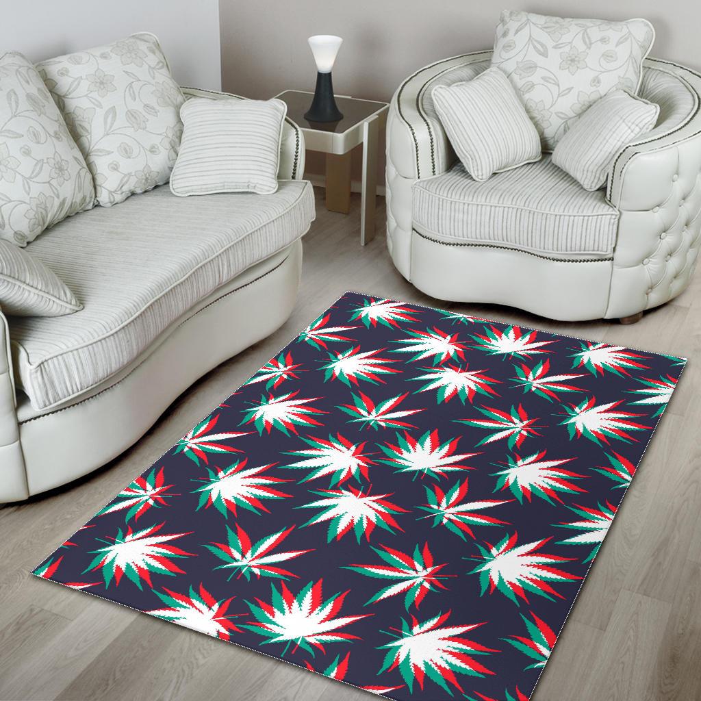 Trippy Hemp Leaves Reggae Pattern Print Area Rug GearFrost