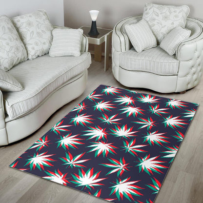 Trippy Hemp Leaves Reggae Pattern Print Area Rug GearFrost