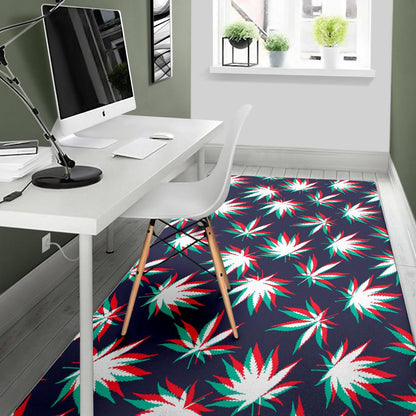 Trippy Hemp Leaves Reggae Pattern Print Area Rug GearFrost