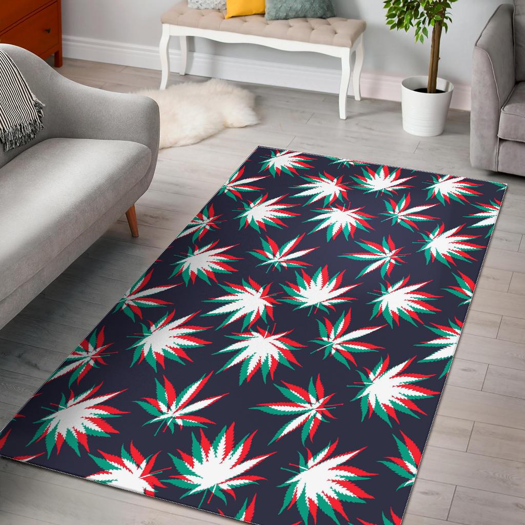 Trippy Hemp Leaves Reggae Pattern Print Area Rug GearFrost