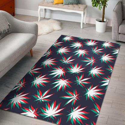 Trippy Hemp Leaves Reggae Pattern Print Area Rug GearFrost
