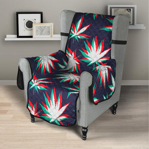 Trippy Hemp Leaves Reggae Pattern Print Armchair Protector