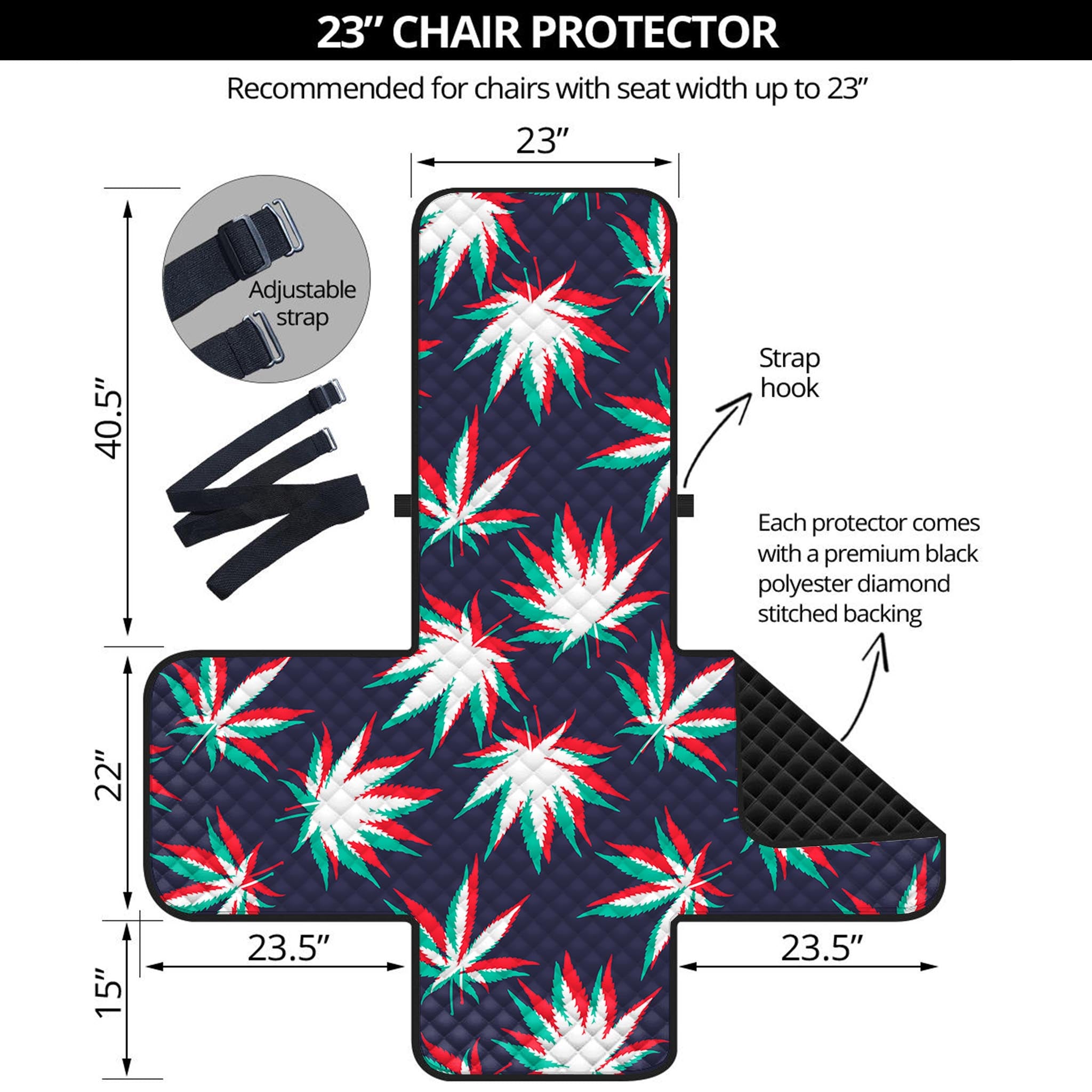 Trippy Hemp Leaves Reggae Pattern Print Armchair Protector