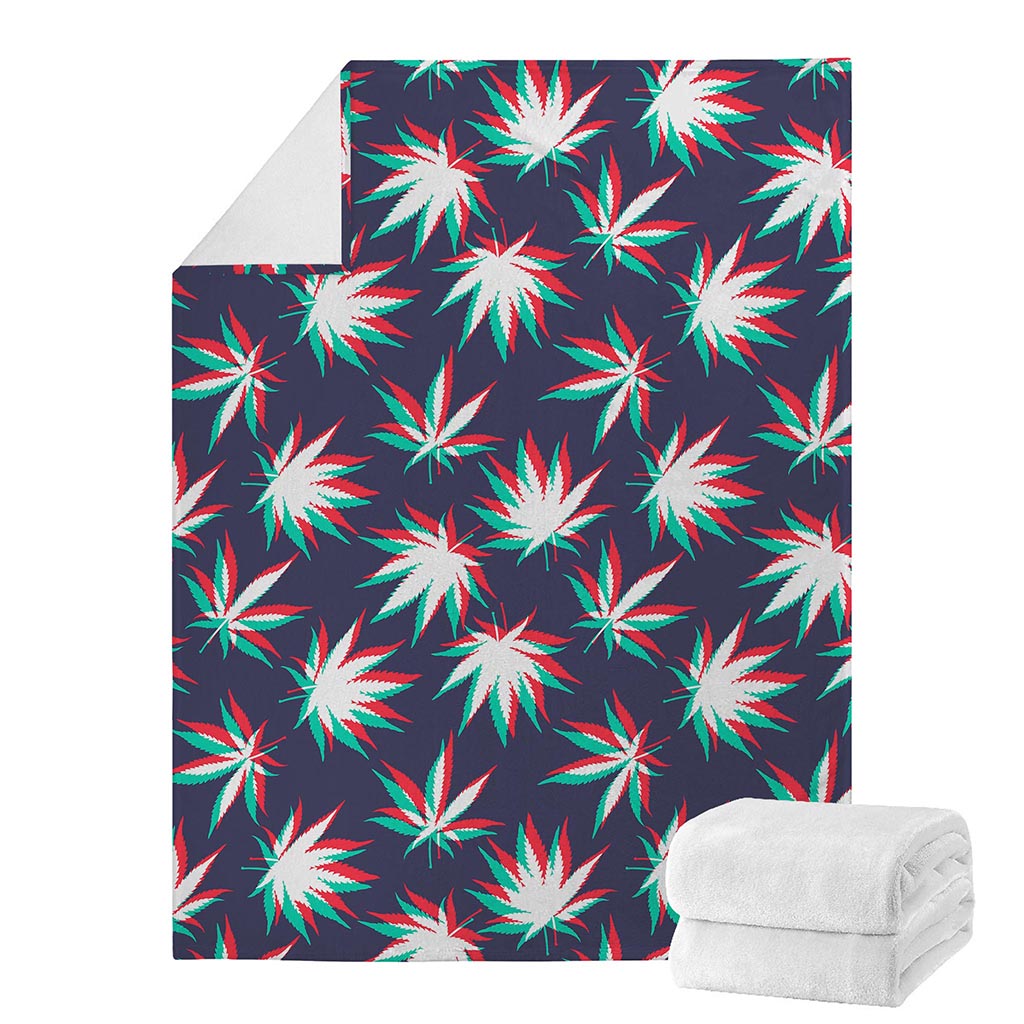 Trippy Hemp Leaves Reggae Pattern Print Blanket