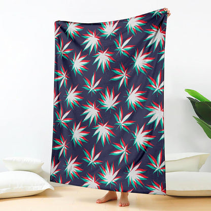 Trippy Hemp Leaves Reggae Pattern Print Blanket