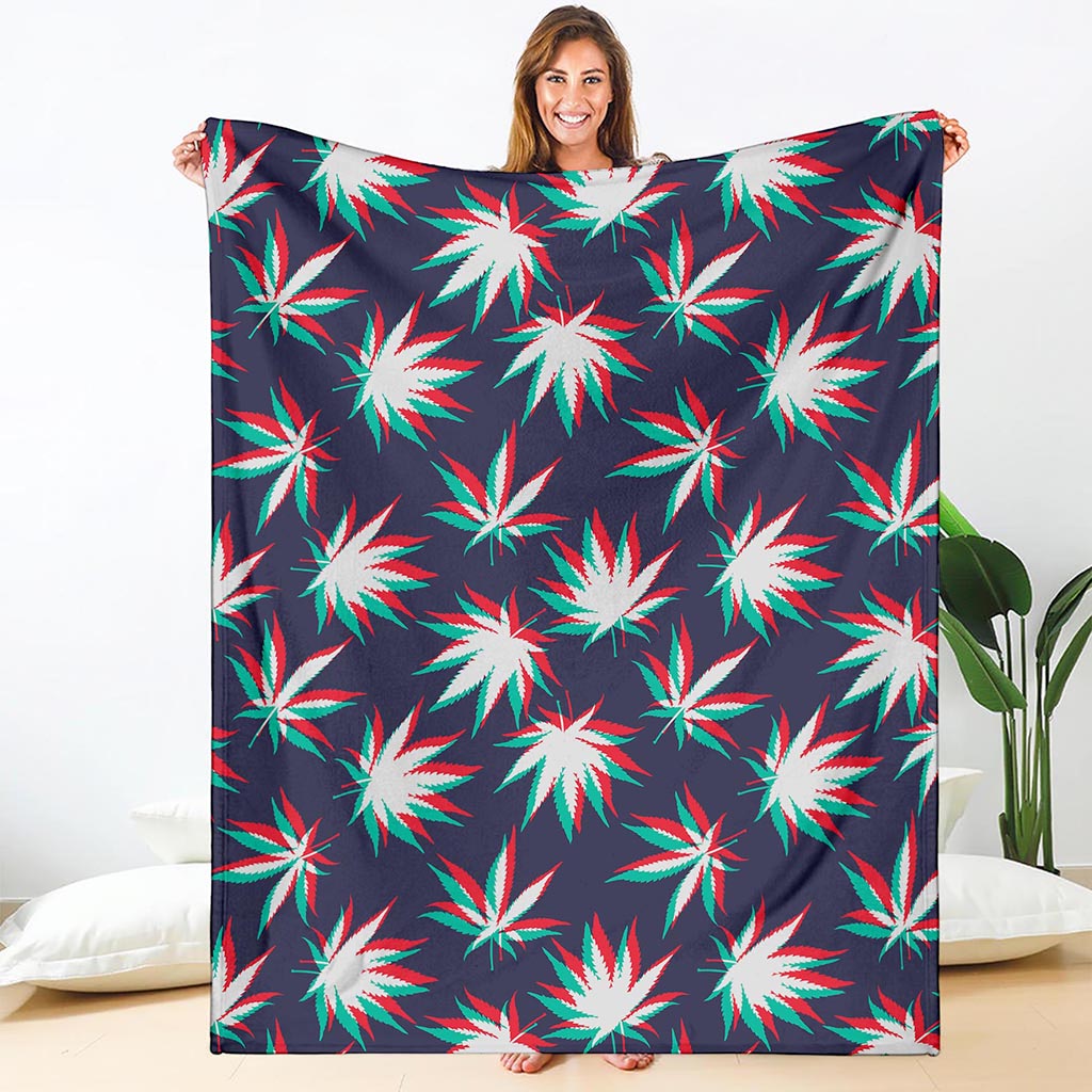 Trippy Hemp Leaves Reggae Pattern Print Blanket
