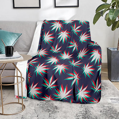 Trippy Hemp Leaves Reggae Pattern Print Blanket