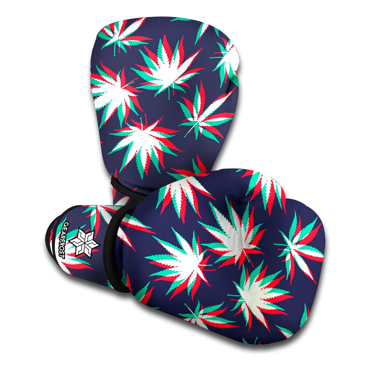 Trippy Hemp Leaves Reggae Pattern Print Boxing Gloves