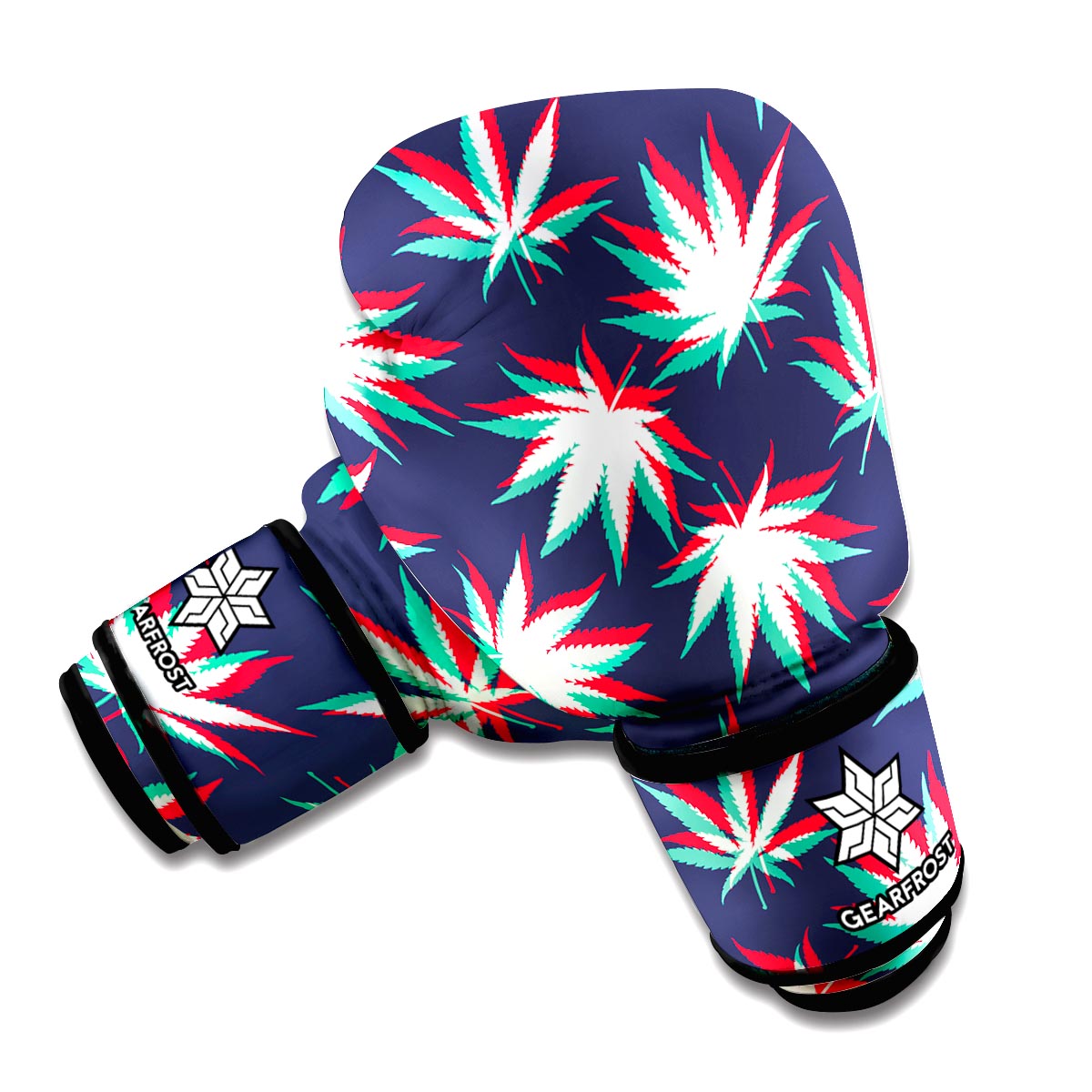 Trippy Hemp Leaves Reggae Pattern Print Boxing Gloves