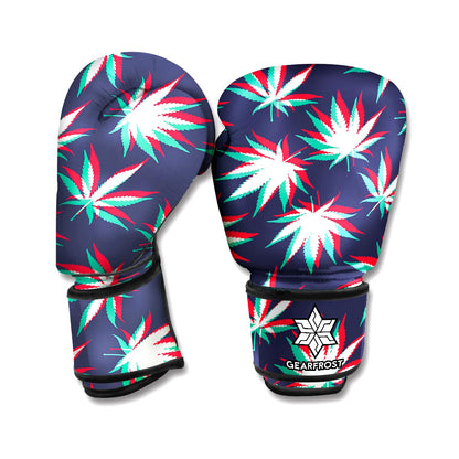 Trippy Hemp Leaves Reggae Pattern Print Boxing Gloves