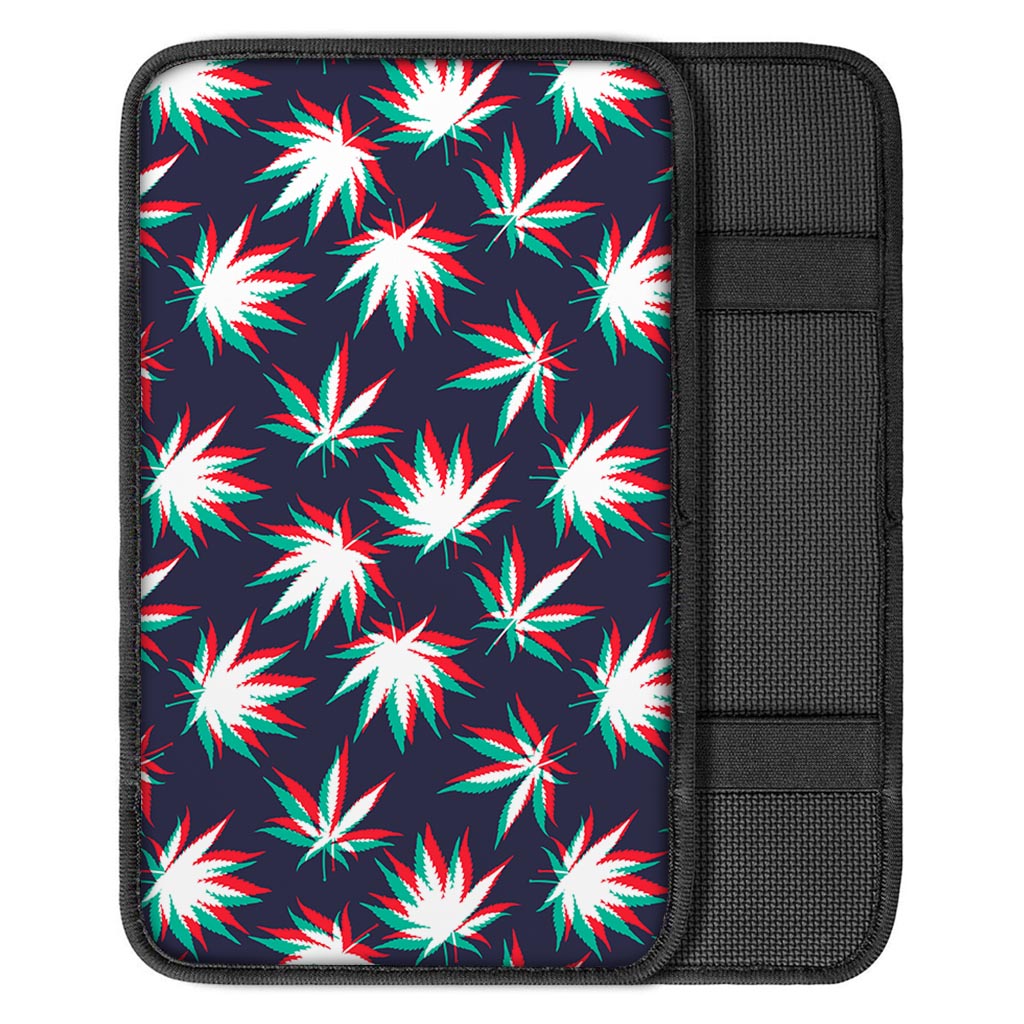 Trippy Hemp Leaves Reggae Pattern Print Car Center Console Cover