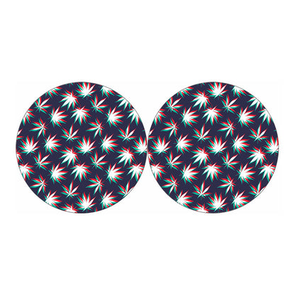 Trippy Hemp Leaves Reggae Pattern Print Car Coasters