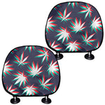 Trippy Hemp Leaves Reggae Pattern Print Car Headrest Covers